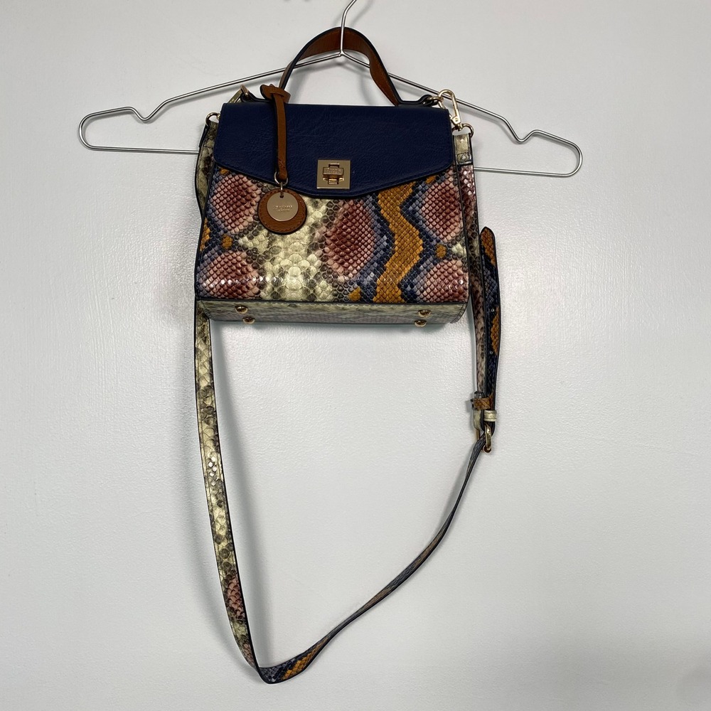 Dune London Womens Satchel Crossbody Bag Small Multi Snakeskin Gold Hardware
